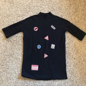 knit dress with patches